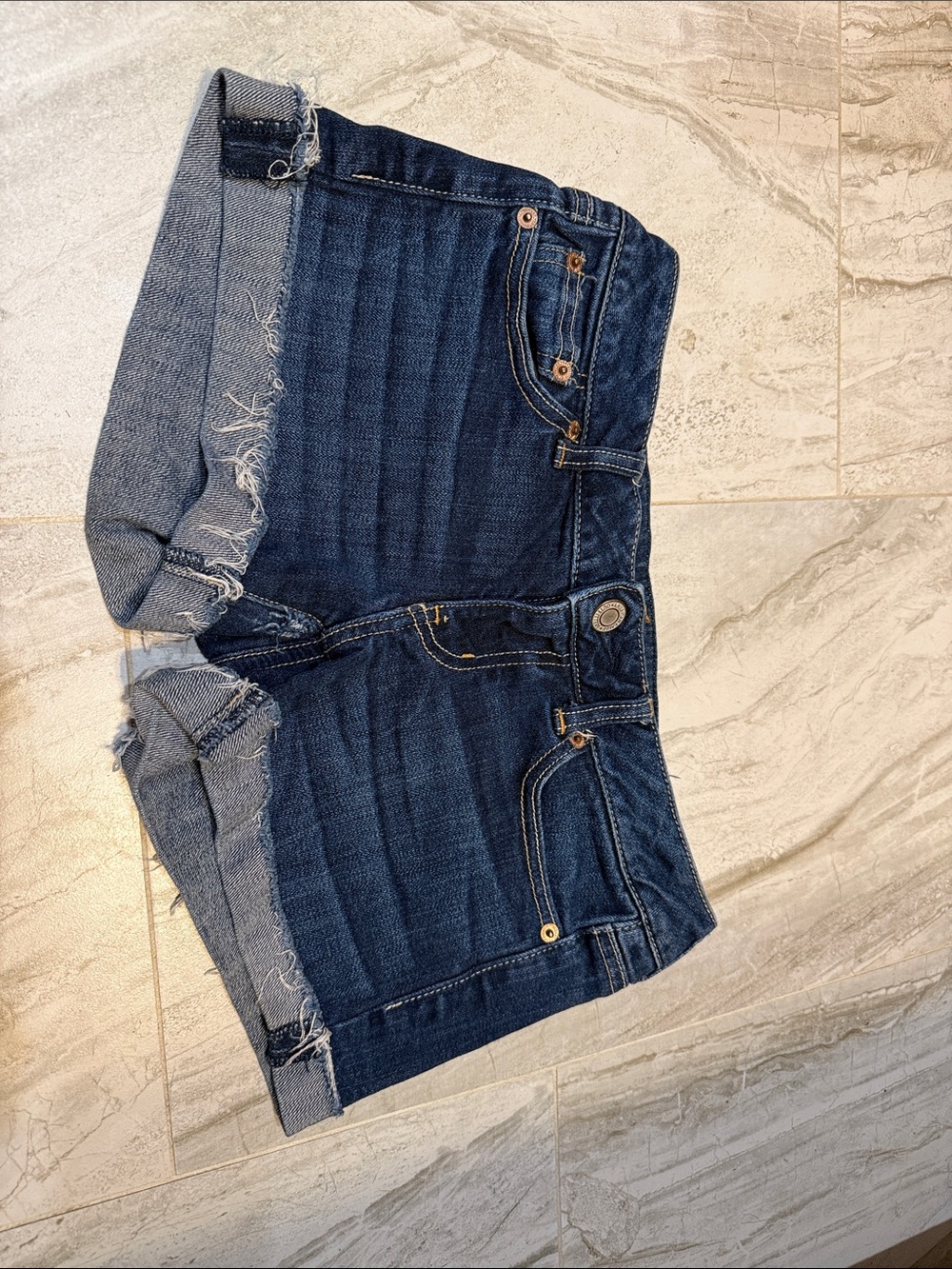 American Eagle Outfitters Dark Blue Rolled Hem Denim Shorts